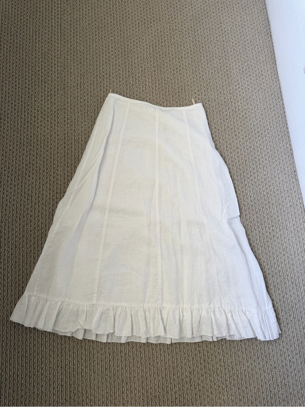 Wilfred Cream A-Line Linen Skirt with Ruffle Hem